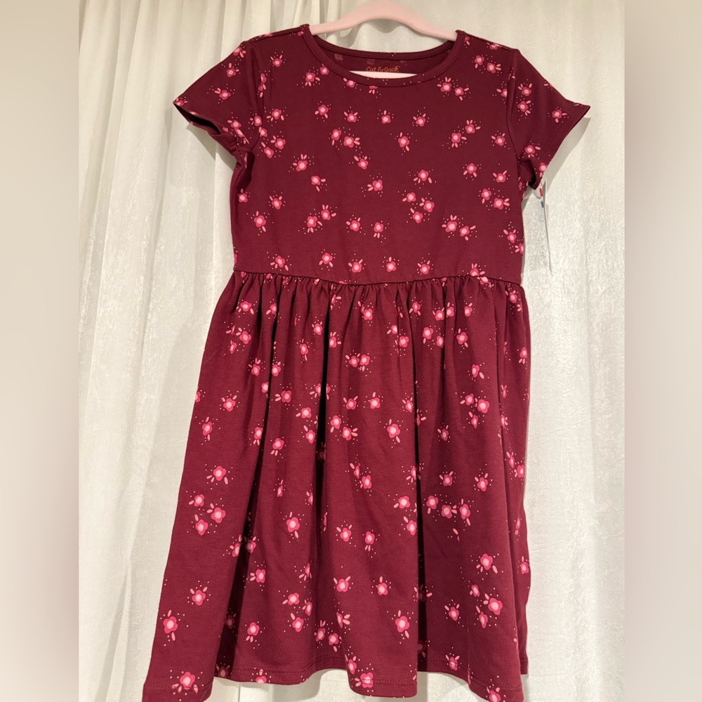 Cat & Jack Maroon Floral Kids Dress